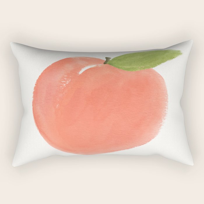 Peach - Fruit Watercolor Painting Rectangular Pillow