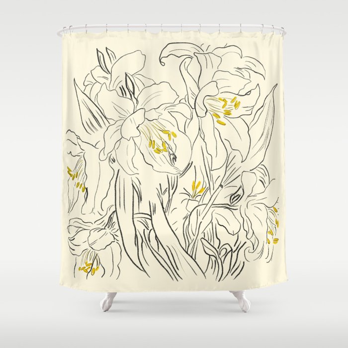 Minimalist Garden Flowers Shower Curtain