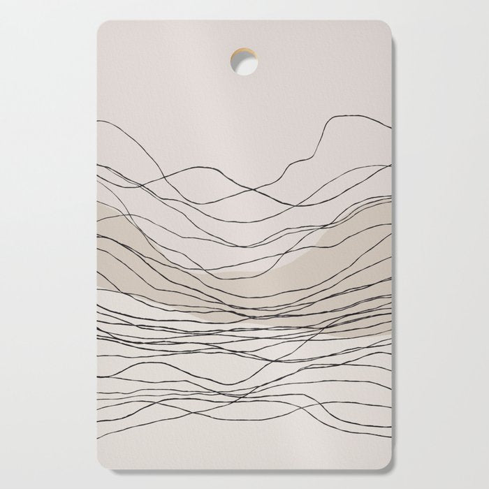 Calm Serene Line Art Nordic Mountain Decor Cutting Board