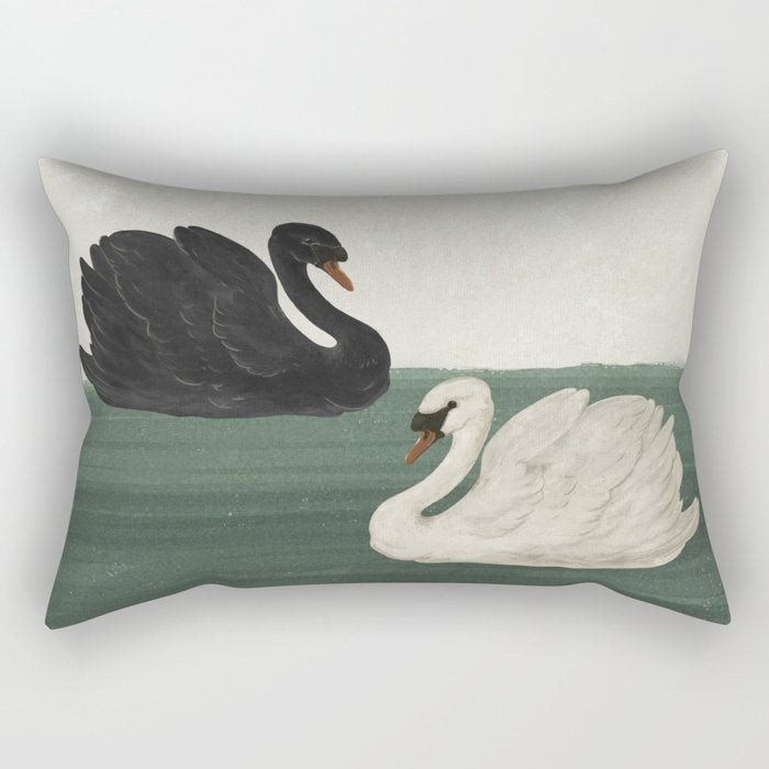 Black Swan White Swan Rectangular Pillow