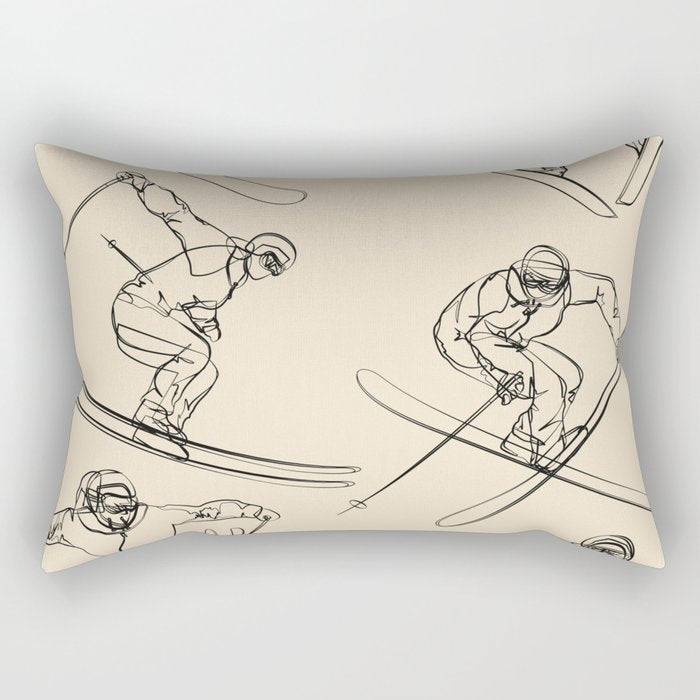 Minimal Skiers Line Art 2 Rectangular Pillow