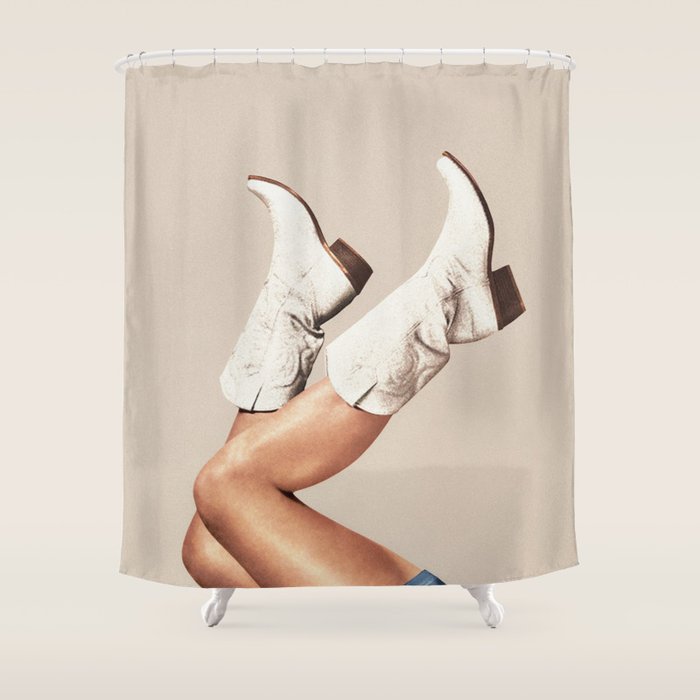 These Boots - Neutral Beige Shower Curtain