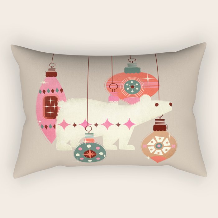 Festive Baubles With A Polar Bear Rectangular Pillow
