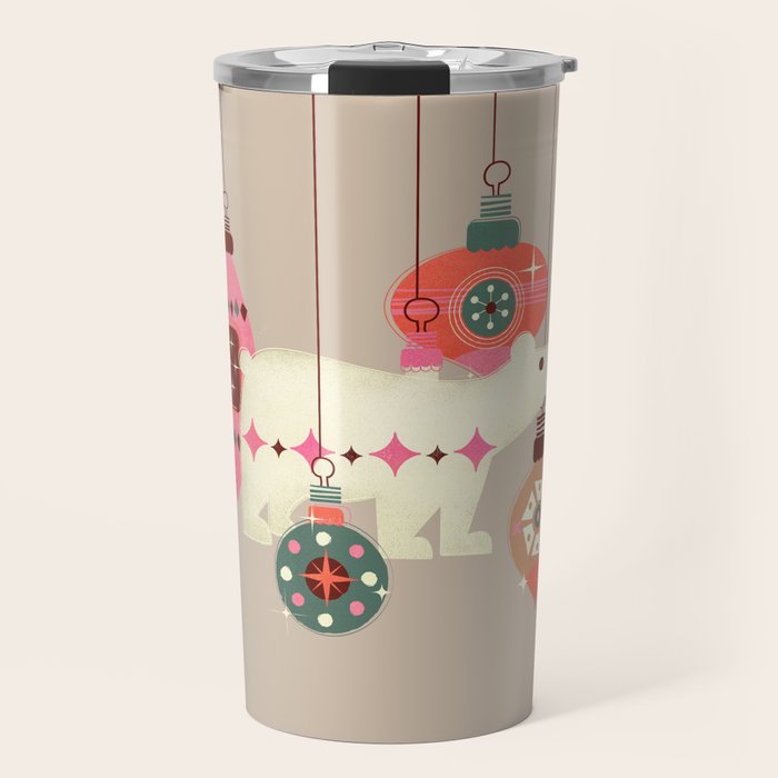 Festive Baubles With A Polar Bear Travel Mug