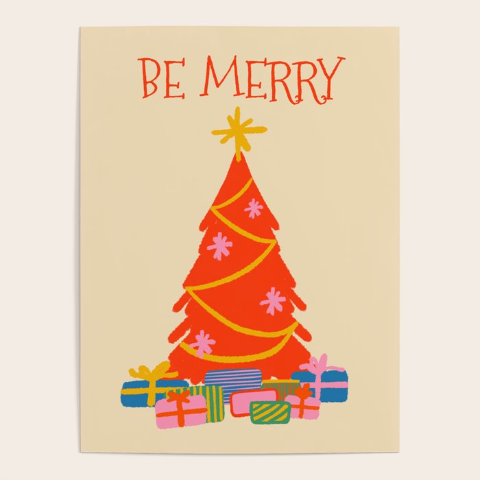Be Merry Cute And Colorful Christmas Poster