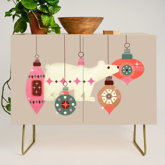 Festive Baubles With A Polar Bear Credenza