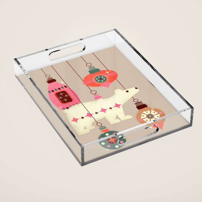 Festive Baubles With A Polar Bear Acrylic Tray