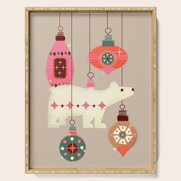 Festive Baubles With A Polar Bear Serving Tray