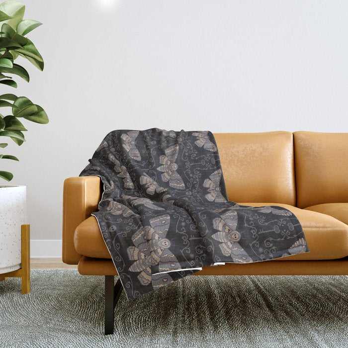 Taxidermy Death Moth At Midnight Throw Blanket