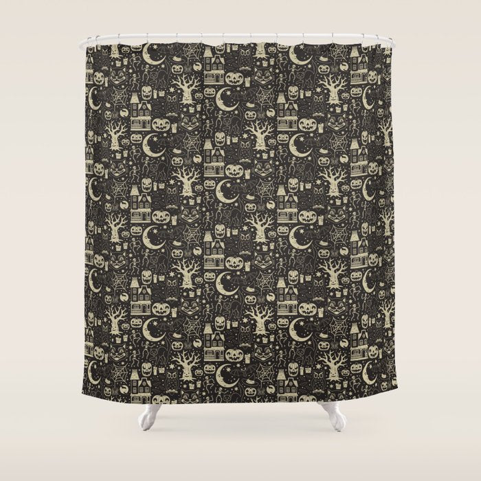 Vintage Halloween: Black Cat Shower Curtain