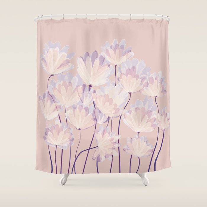 Delicate Light Pink Abstract Flowers Shower Curtain