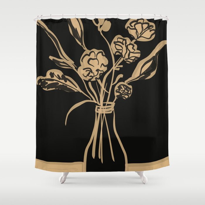 Minimalist Flowers In A Vase 5 Shower Curtain