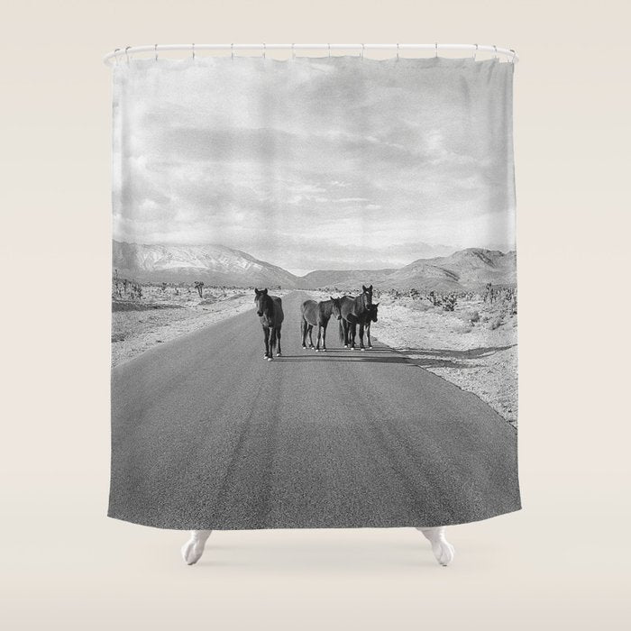 Spring Mountain Wild Horses Shower Curtain