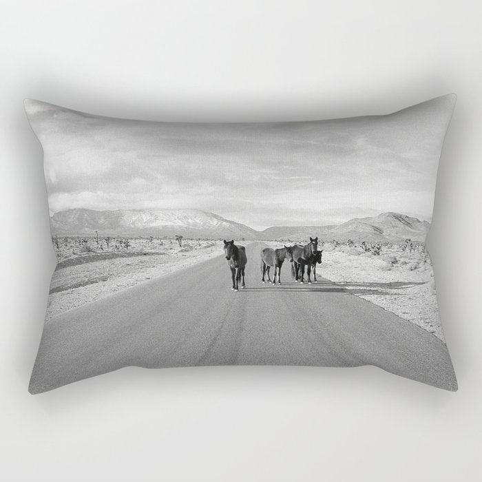 Spring Mountain Wild Horses Rectangular Pillow