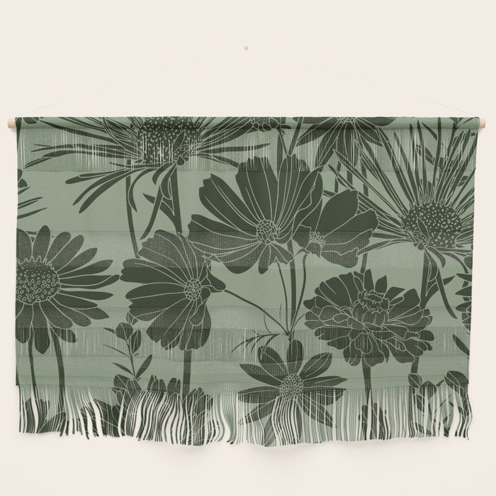 Floral Prints, Dark Green, Colour Prints Wall Hanging
