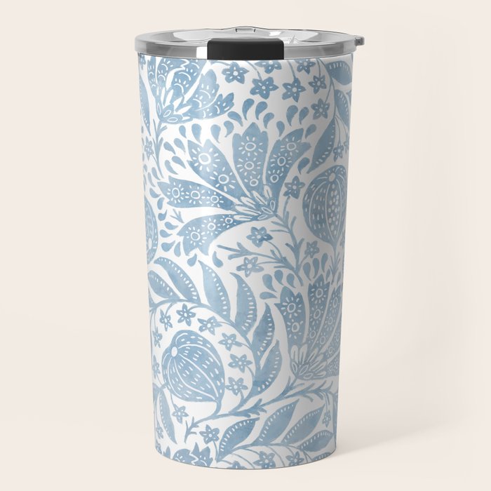 French Country Fig Garden In Blue Travel Mug