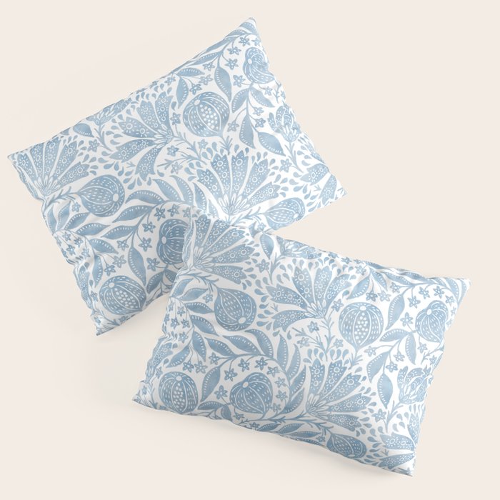 French Country Fig Garden In Blue Pillow Sham