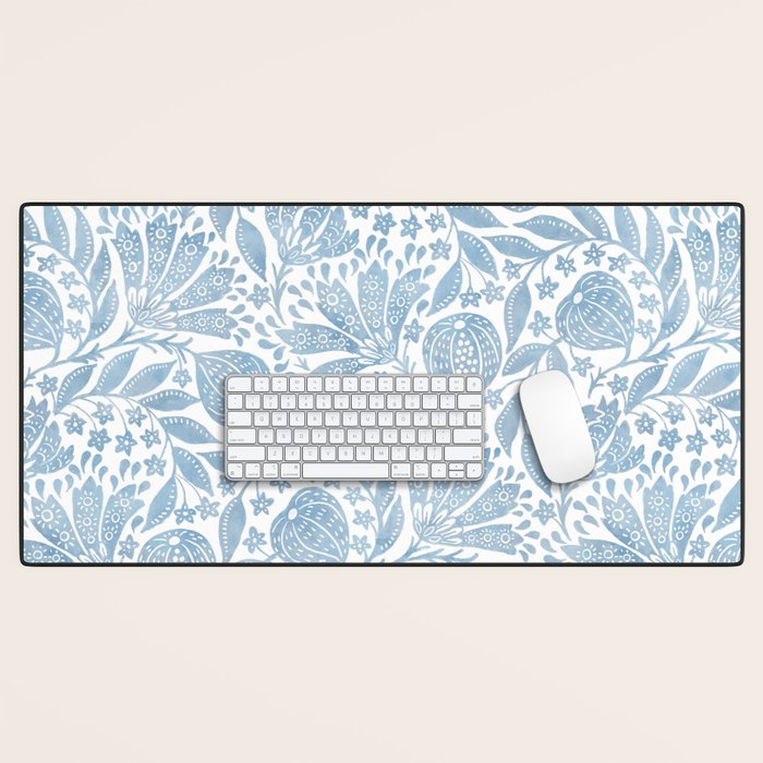 French Country Fig Garden In Blue Desk Mat