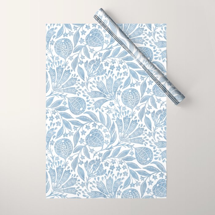 French Country Fig Garden In Blue Wrapping Paper