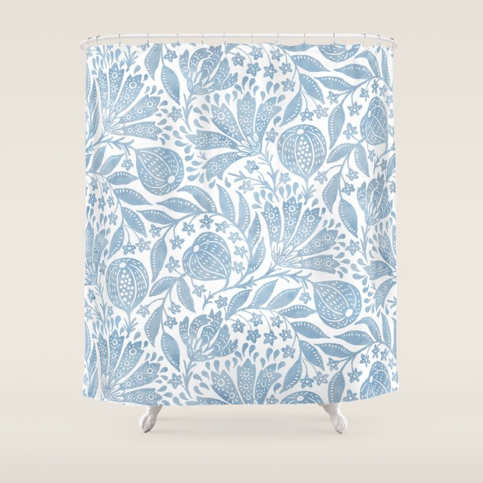 French Country Fig Garden In Blue Shower Curtain