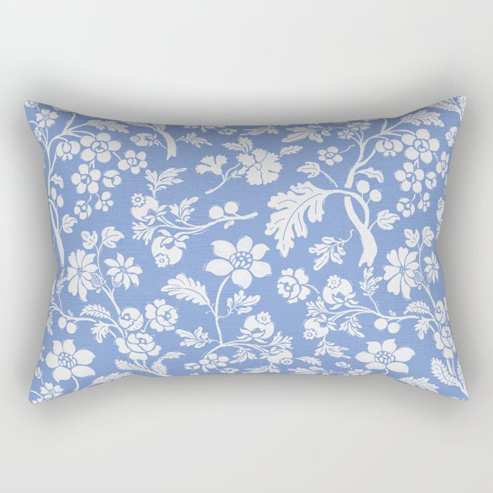 Vintage Style Chintz Florals On Blue Rectangular Pillow