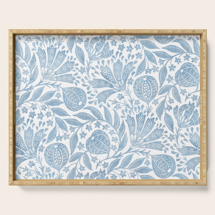 French Country Fig Garden In Blue Serving Tray