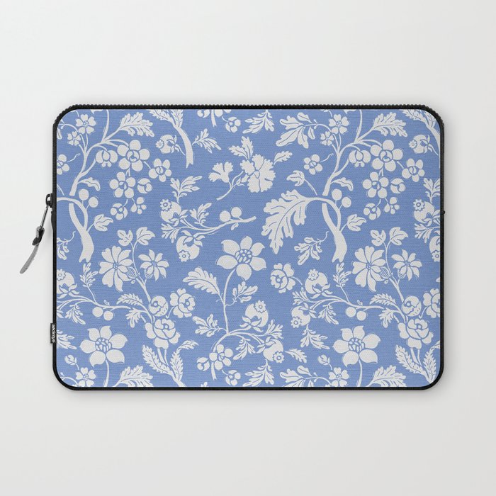 Vintage Style Chintz Florals On Blue Laptop Sleeve
