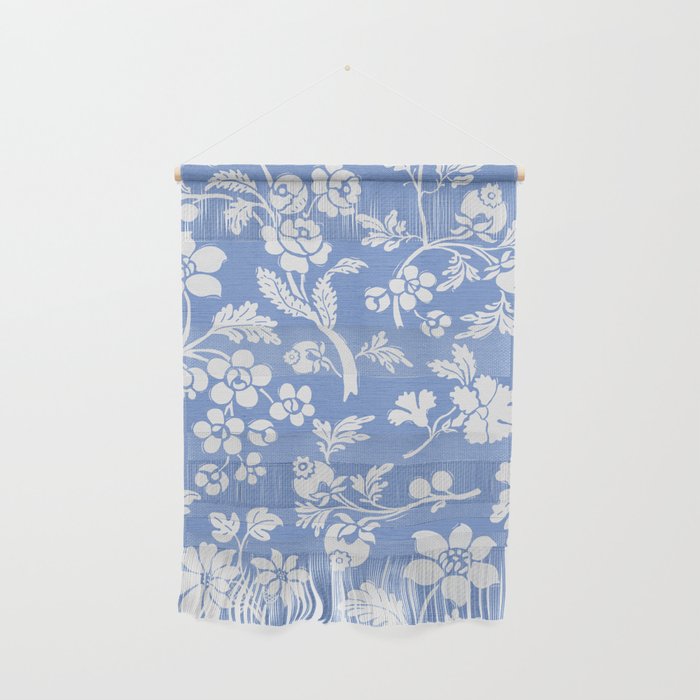 Vintage Style Chintz Florals On Blue Wall Hanging
