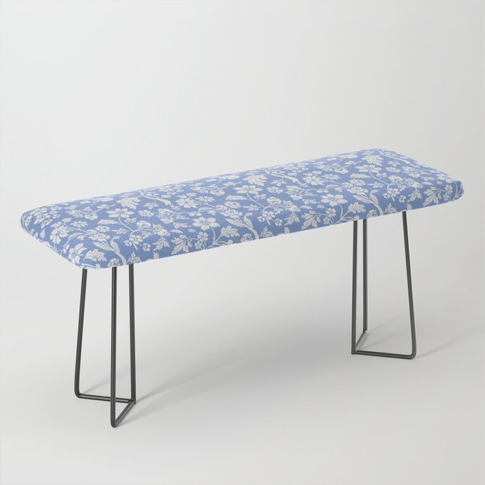 Vintage Style Chintz Florals On Blue Bench