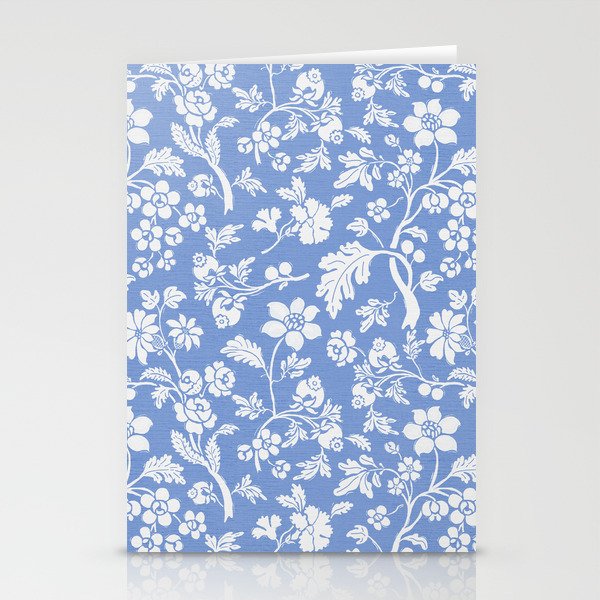 Vintage Style Chintz Florals On Blue Stationery Card