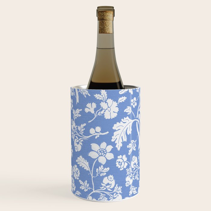 Vintage Style Chintz Florals On Blue Wine Chiller