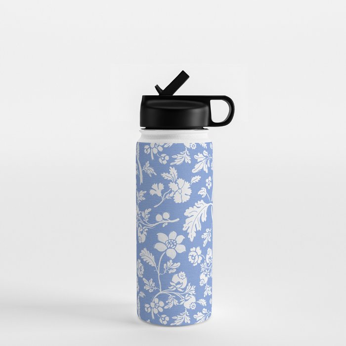 Vintage Style Chintz Florals On Blue Water Bottle