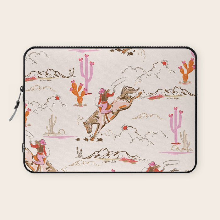 Equestrian Cowgirl Western Rodeo Pattern Laptop Sleeve