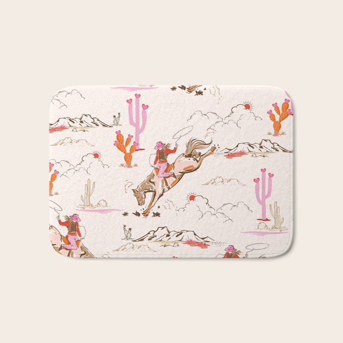 Equestrian Cowgirl Western Rodeo Pattern Bath Mat