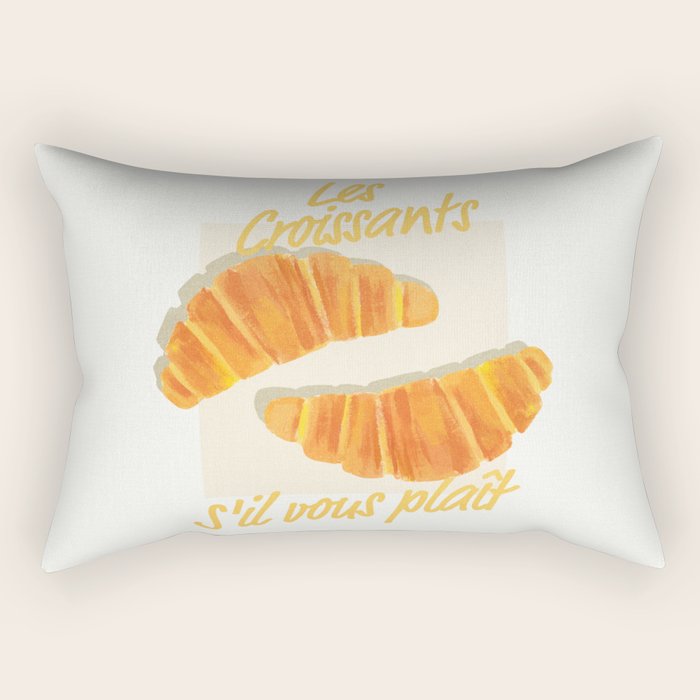 Croissants: Vintage Retro French Brunch Bakery Cafe Art Rectangular Pillow