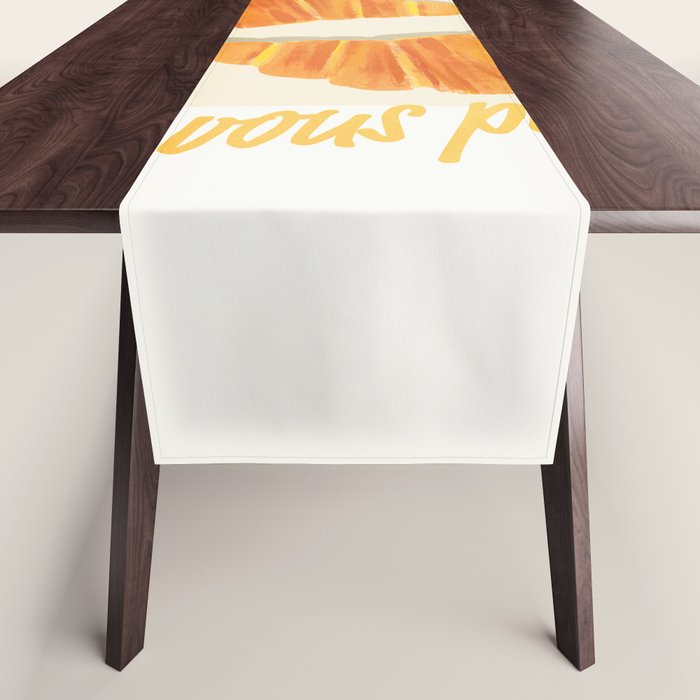 Croissants: Vintage Retro French Brunch Bakery Cafe Art Table Runner