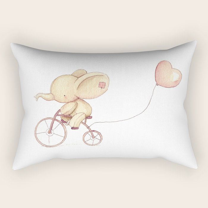 Elephant Riding His Bike Rectangular Pillow