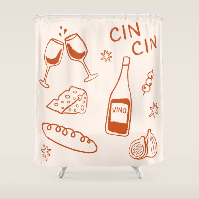 Fancy Dinner. Cheese And Wine Shower Curtain