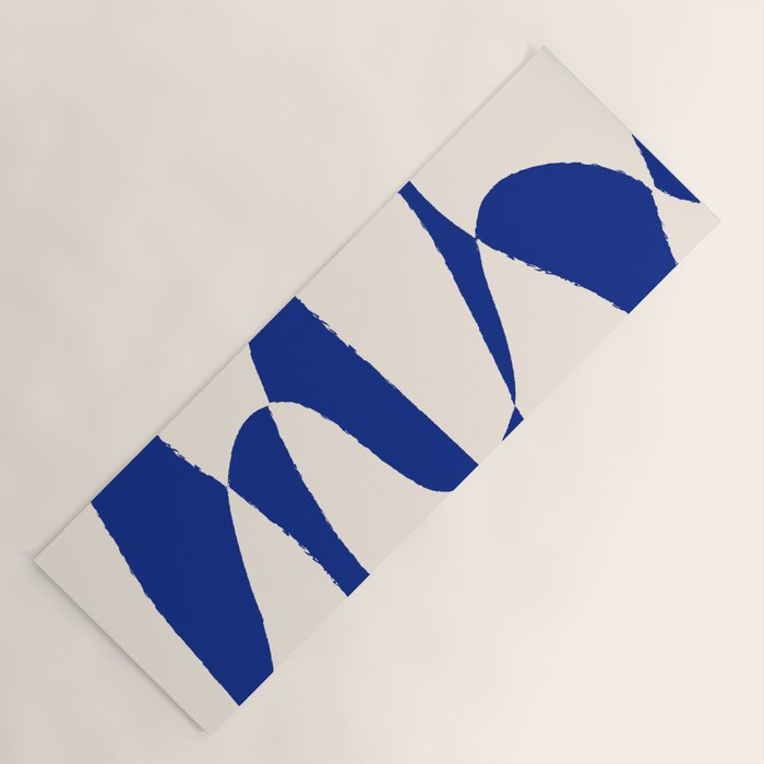 Mid-Century Modern Abstract Composition In Royal Blue & White Yoga Mat