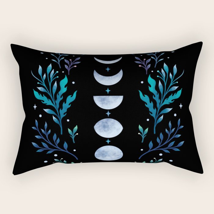 Moonlight Garden - Blue Rectangular Pillow