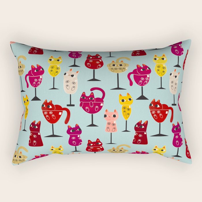 Feline Wine - Cats In Wine Glasses Rectangular Pillow