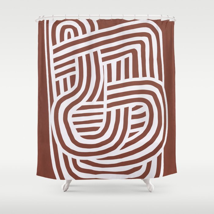 Line Art Sculpt In Umber 03 Shower Curtain