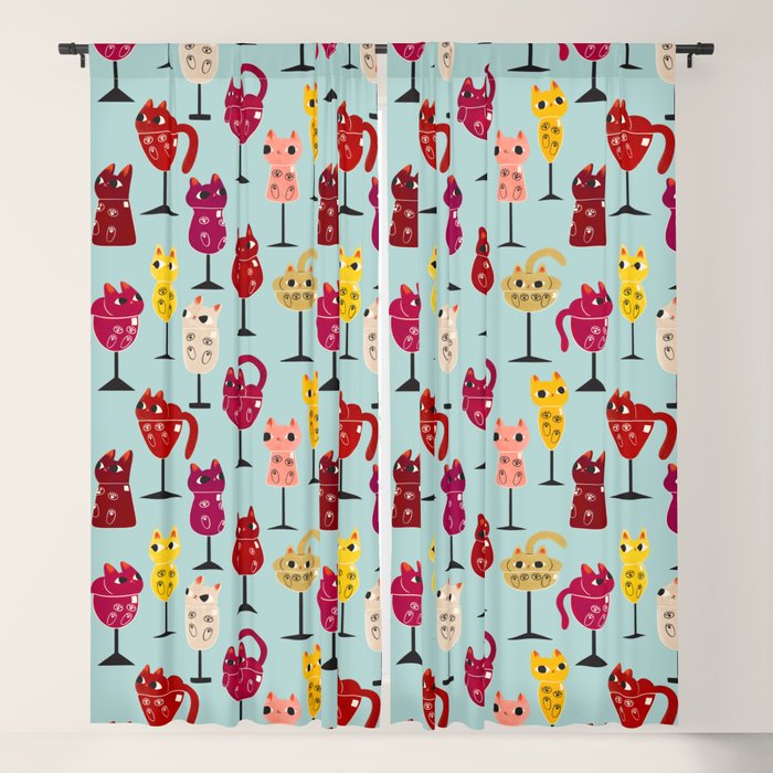 Feline Wine - Cats In Wine Glasses Window Curtain