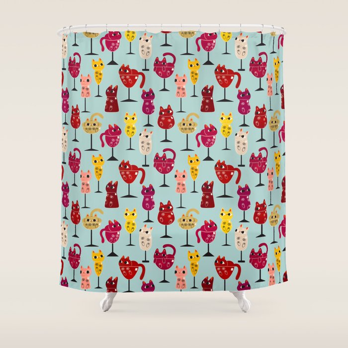 Feline Wine - Cats In Wine Glasses Shower Curtain