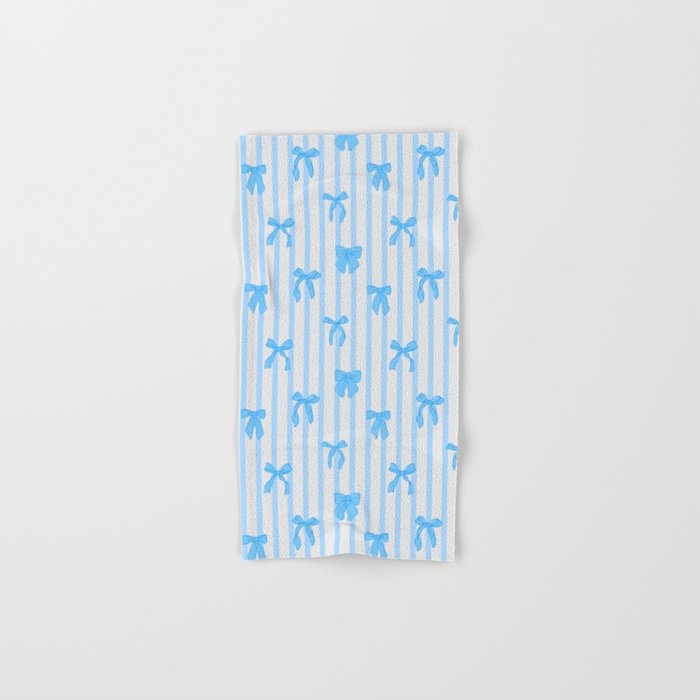 Elegant Blue Bows And Stripes Pattern Bath Towel