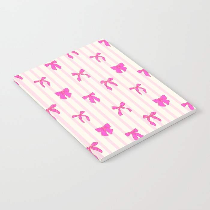Classic Hot Pink Bows And Stripes Notebook