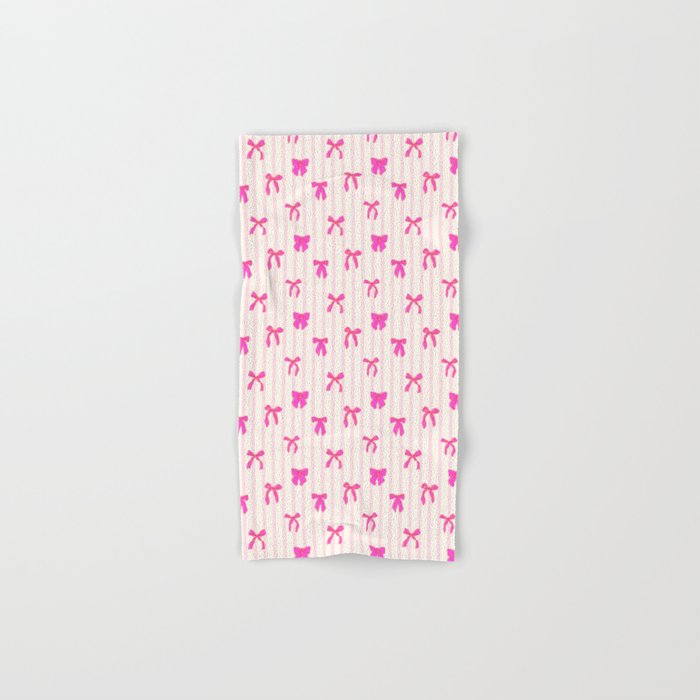 Classic Hot Pink Bows And Stripes Bath Towel