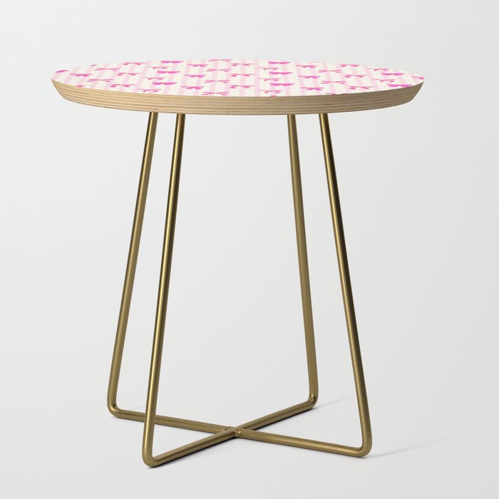 Classic Hot Pink Bows And Stripes Side Table