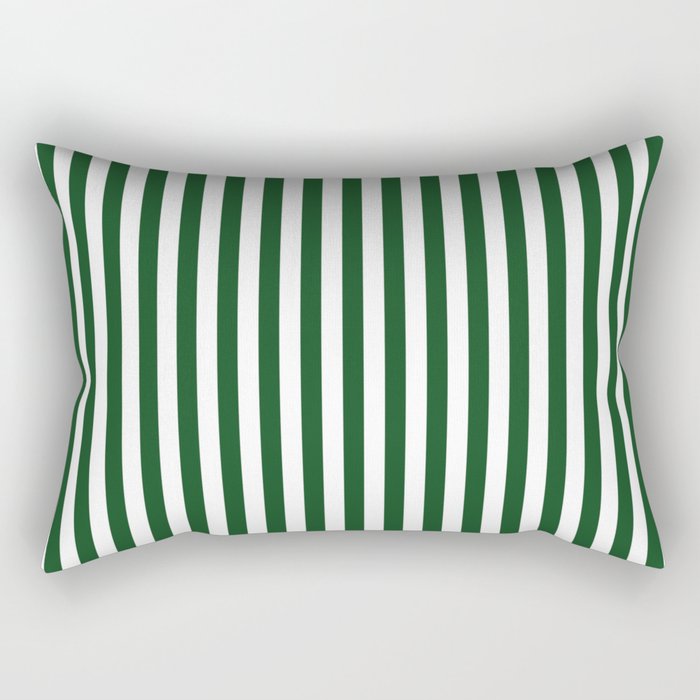 Original Forest Green And White Rustic Vertical Tent Stripes Rectangular Pillow