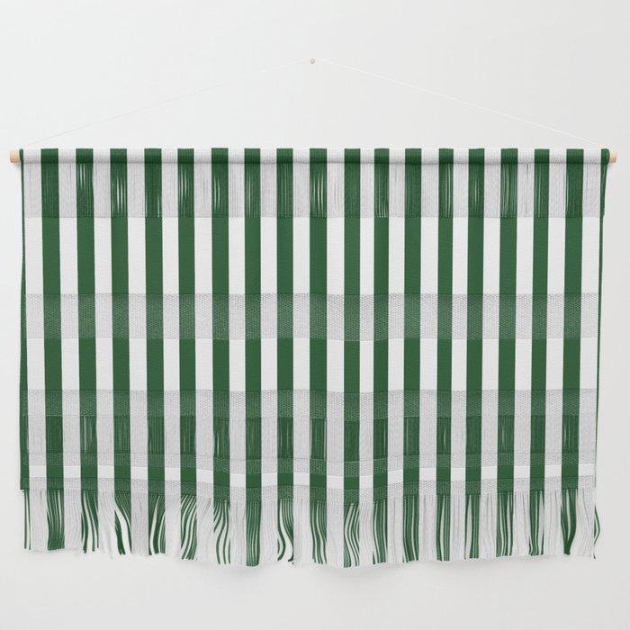 Original Forest Green And White Rustic Vertical Tent Stripes Wall Hanging